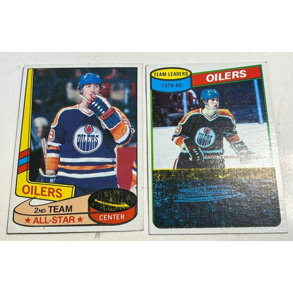 2 Old 1980-81 Topps Hockey Unscratched Hockey Card Lot Wayne Gretzky #87 & #182